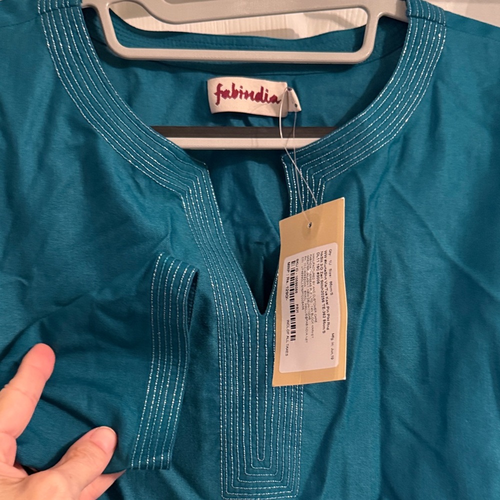 Fabindia Deep Teal Tunic for Women - Picture 3 of 9